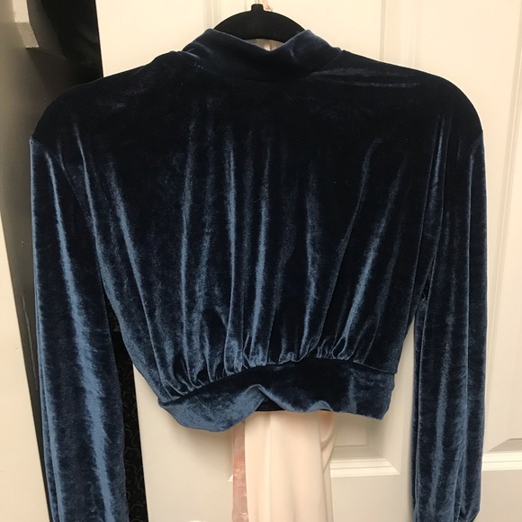 Tops - navy blue velvet top